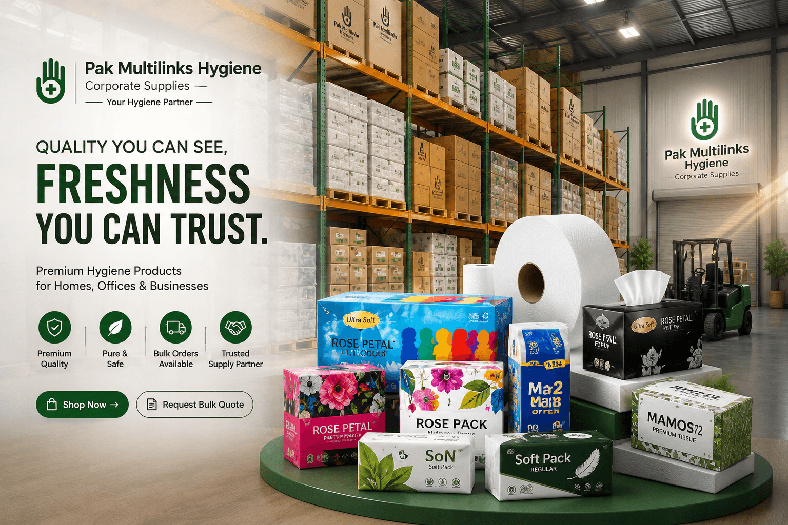 Pak Multilinks bulk hygiene products and warehouse supply