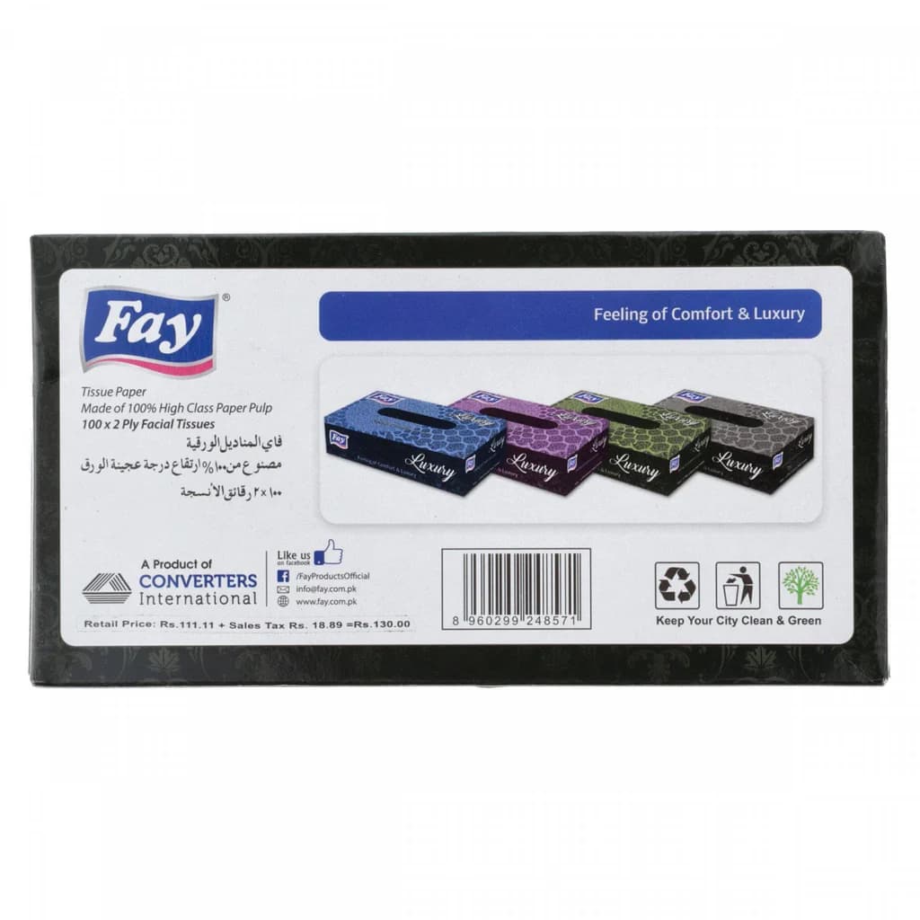 Fay Luxury Facial Tissues 100 Sheets 2 Ply