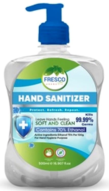 FRESCO Hand Sanitizer Gel 500ml Acitve Ingredients Ethanol 70% 24/pcs per Carton