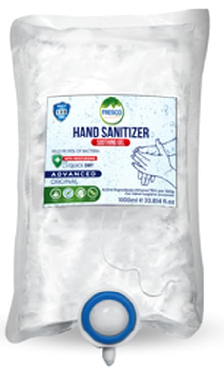 FRESCO Hand Sanitizer Gel 1000ml Pouch Acitve Ingredients Ethanol 70% 16/Pouch per Carton