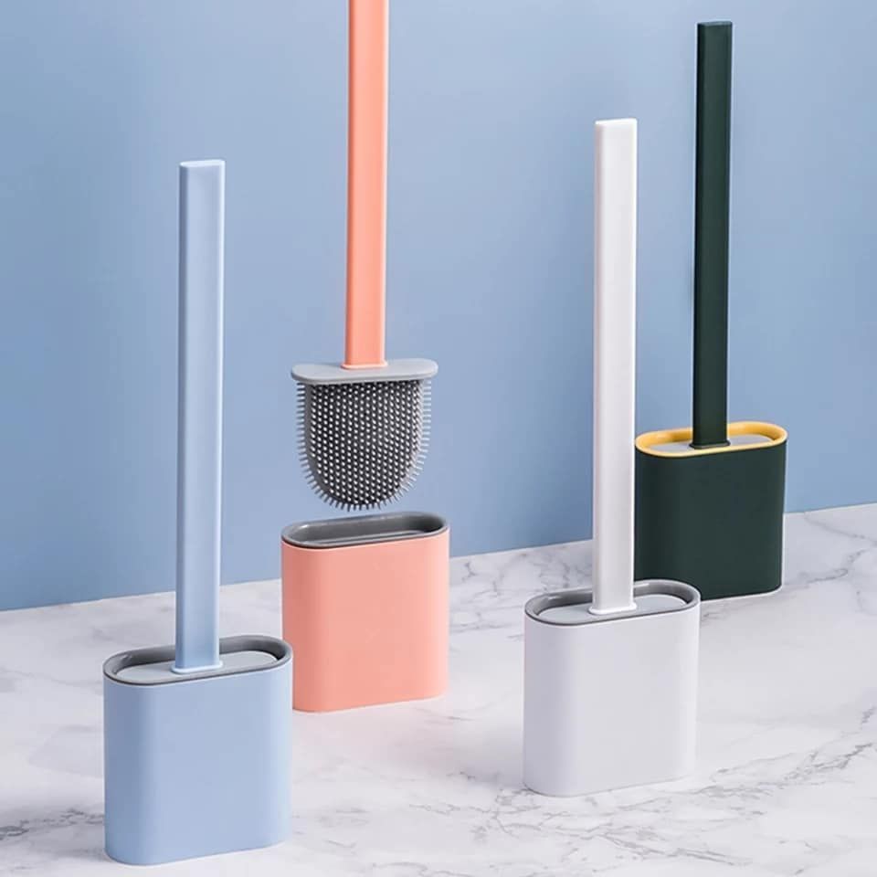Angled Toilet Brush with Holder